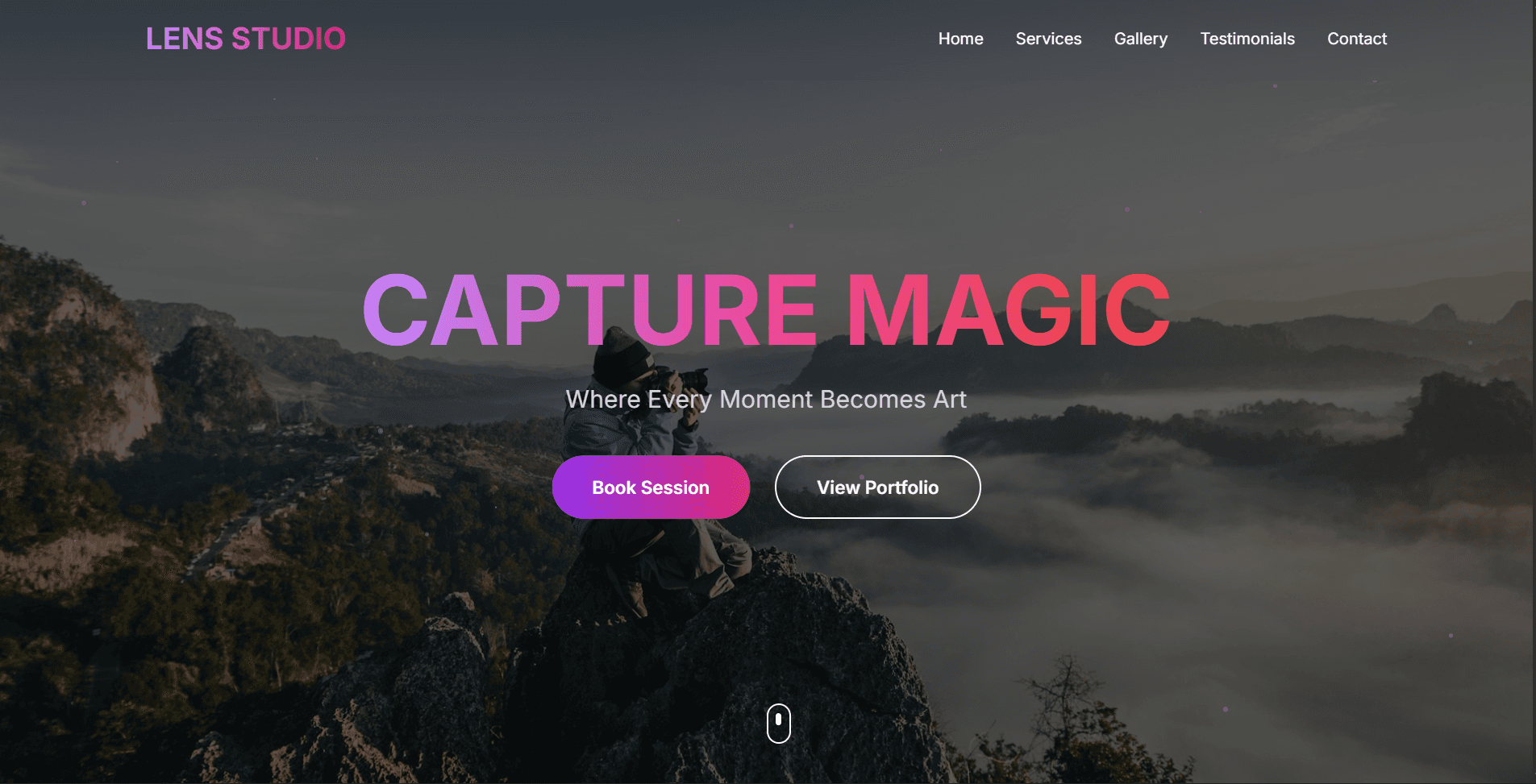 Interface for Photography Portfolio
