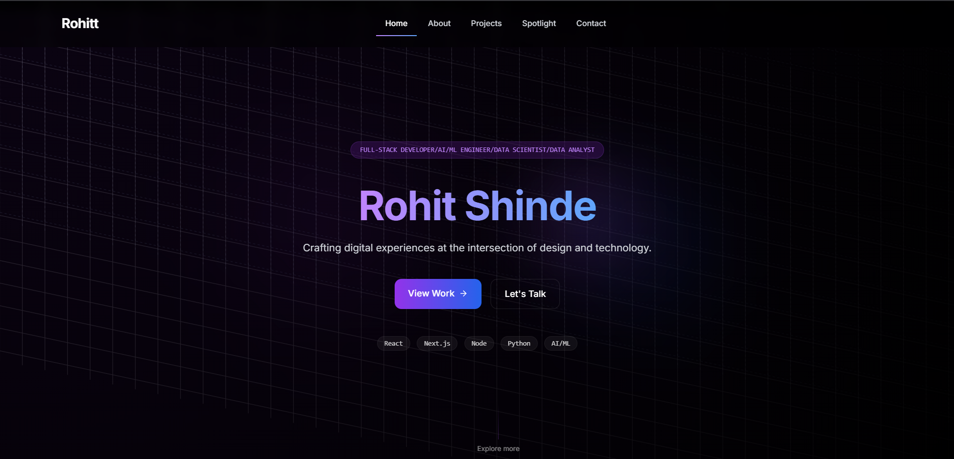 Interface for Personal Portfolio