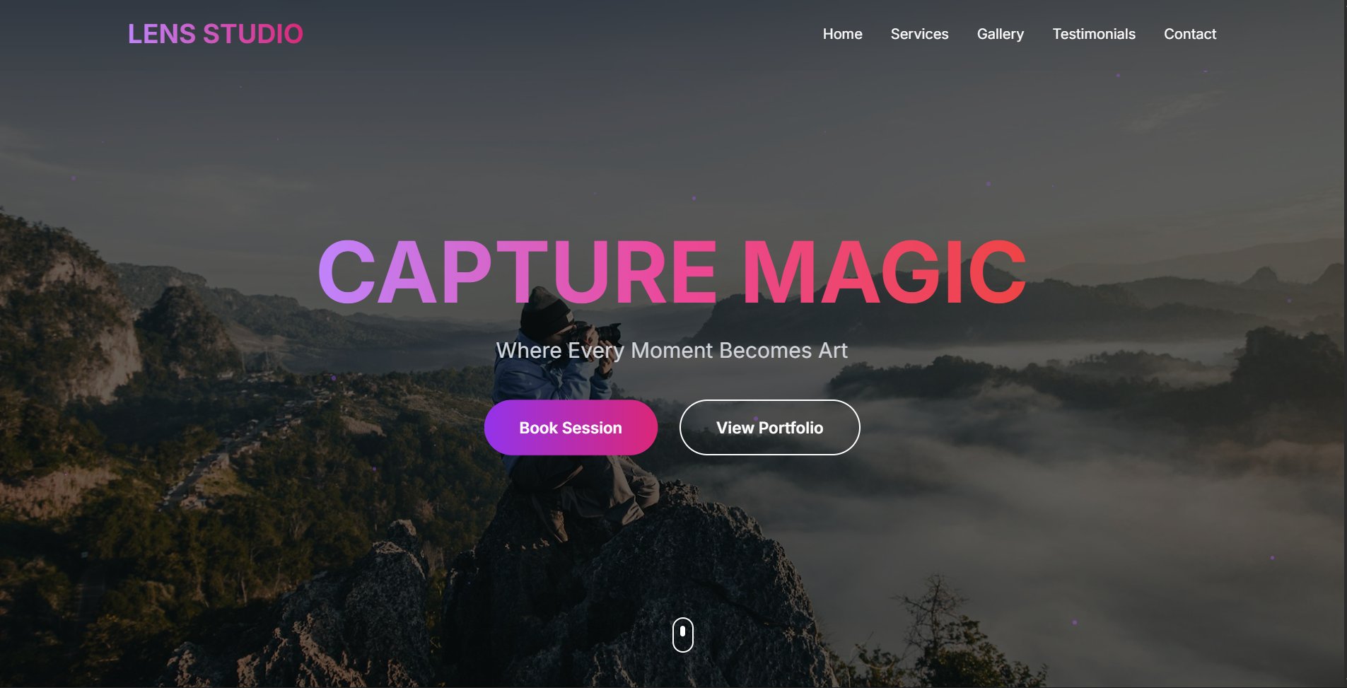Interface for Photography Portfolio