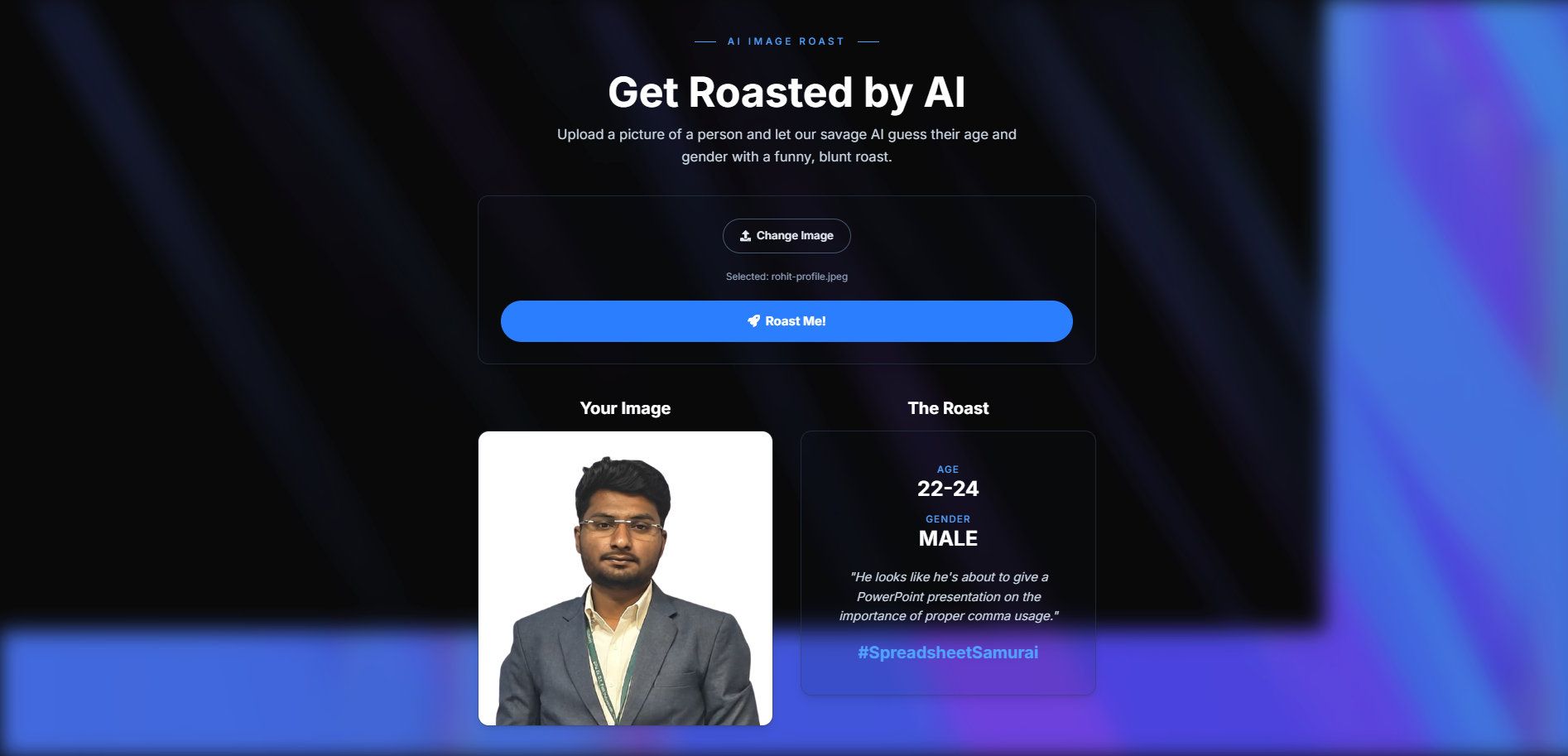 Interface for Gender & Age Detection AI